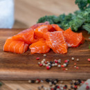 Rainbow trout fillet pieces ~30x30mm 5x1kg VP 5kg/box frozen 07350036611101