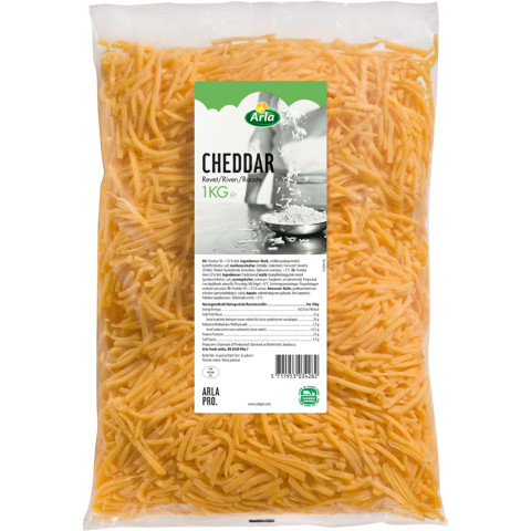 Cheddar cheese grated 4x1kg 05711953034275