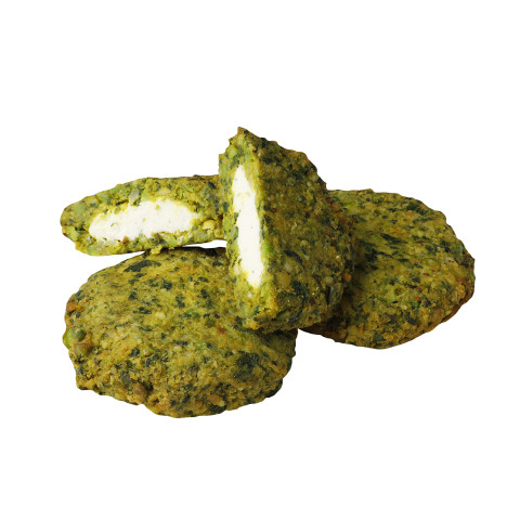 Spinach-vegetable patty with cream cheese filling 80g/5,6kg cooked frozen 06405263040567