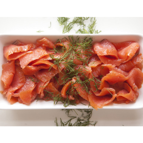 Cold smoked rainbow trout thawed sliced a650g/4kg 10kg/box 02366467600008