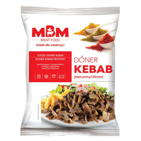 'MBM DÖNER' roasted ground beef (88%), kebab slices ~2mm cooked 8x1kg IQF PL 05902808122579