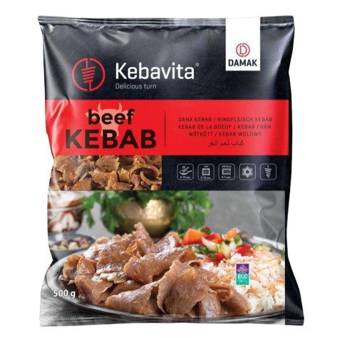 'KEBAVITA' roasted ground beef (88%) kebab slices ~2mm pre-cooked 12x450g IQF PL 05902488089018