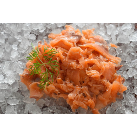 ASC Cold smoked salmon shredded 5kg frozen 08719075089200