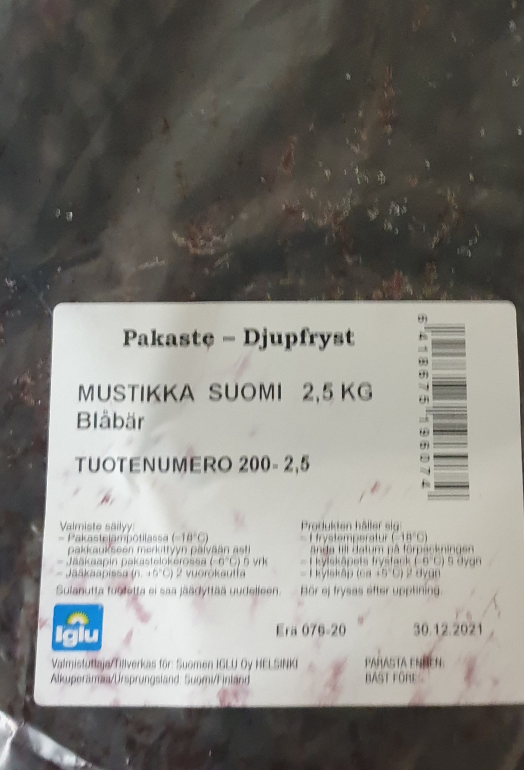 Mustikka Kotimainen 2x2 5kg Pakaste