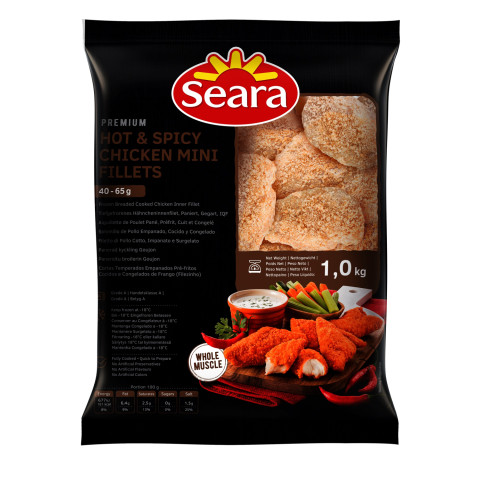 Kyckling innerfilé 'hot & spicy' 40-65g panerad stekt 10x1kg styckfryst 17894904203854